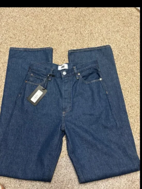 PAIGE DENIM SAWYER WIDE LEG COVERED MADELLA DARK INDIGO WASH JEANS NWT $269 27 W - Picture 9 of 12